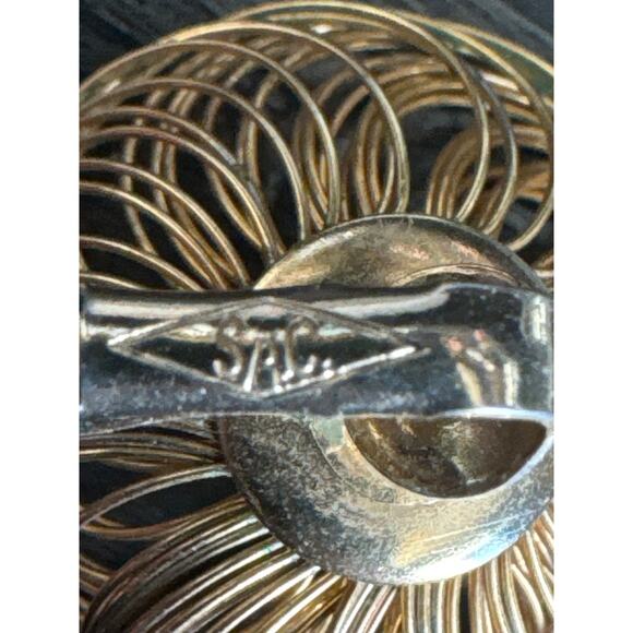 Vintage Stamped SAC Earrings Clip On wire with gemstone in the middle - Picture 12 of 15